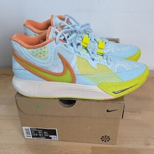 Nike Kyrie 11 Men Light Blue Running Shoes with Neon Yellow & Orange Swoosh